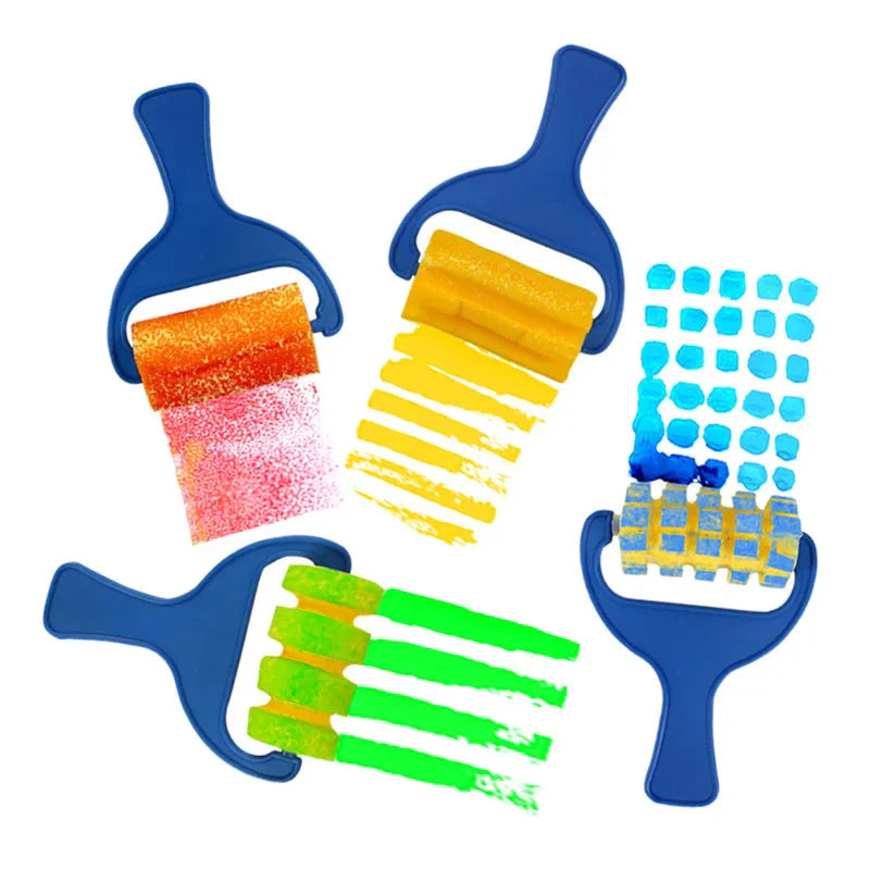 graffiti tool roller, sponge brush painting, Child DIY seal 4 sets of preschool art supplies Doodle Drawing intelligence Toy