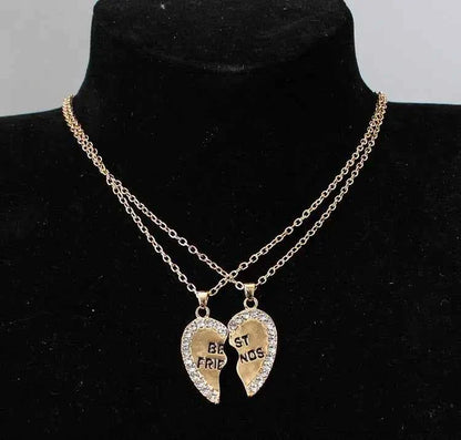 2 Pcs/set Love English Pendant Alloy Ornaments Fashion Best Friends Heart Necklace Good Friends Choker Statement Necklace