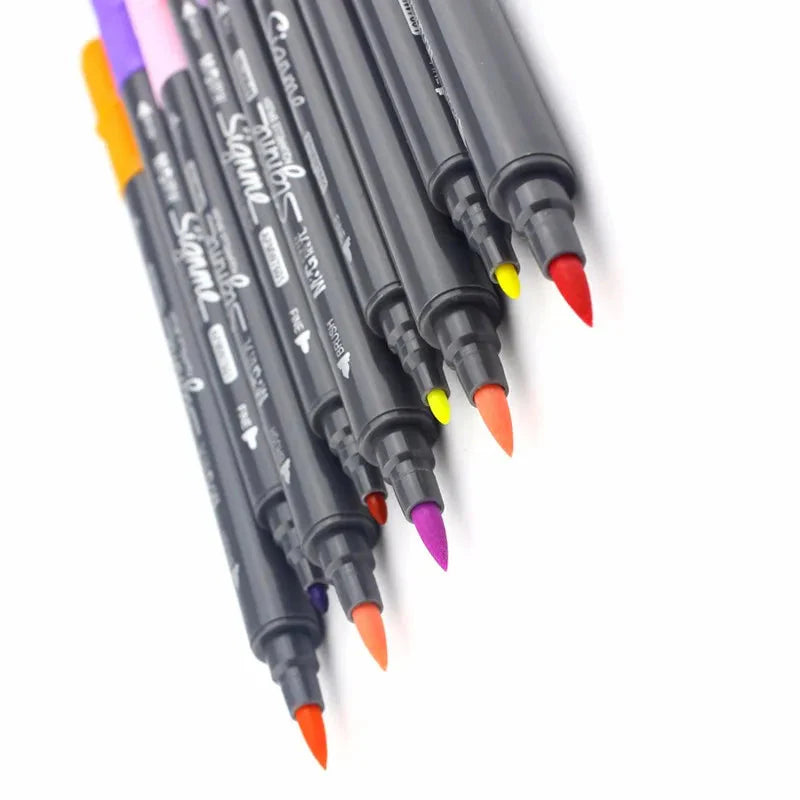 24 colors soluble  Pens Art Supplies For Drawing Water Soluble Mark Pen 24 Double Slider Multicolour Marker Painting Sets