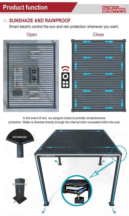 Garden Gazebo Pergola Patio Canopy Greenhouse Pavilion Carports Covers Aluminum Powder Coated for Villa Swimming Pool pergola