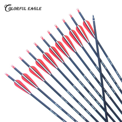 New Spine 500 Carbon Arrow With Replaceable Arrowhead 28"/30"/31"Length Archery for Compound/Recurve Bow Hunting