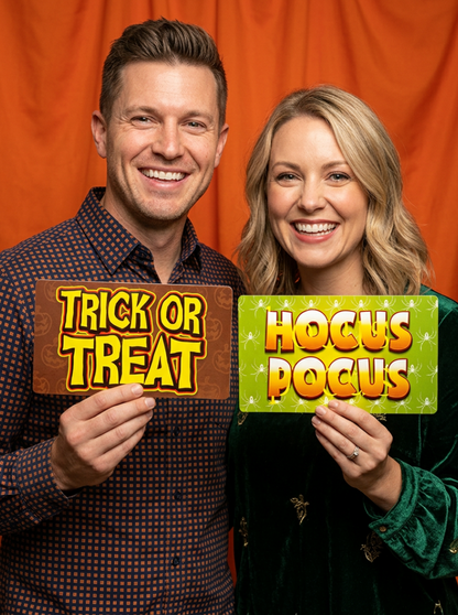 Halloween Photo Booth Props Set - Spooky Party Signs