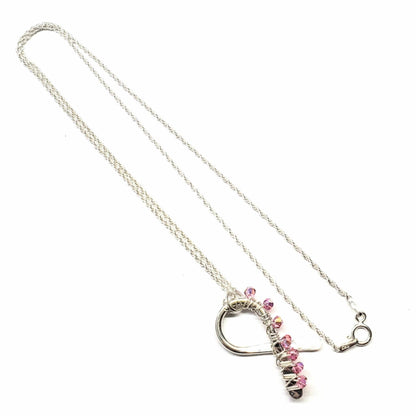 Handmade 2025 Breast Cancer Awareness Pink Crystal Ribbon Necklace