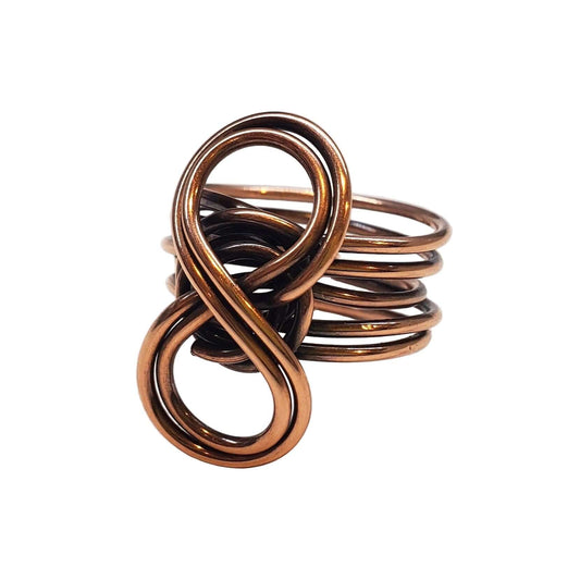 Handmade Copper Sculpted Double Infinity Eternity Ring