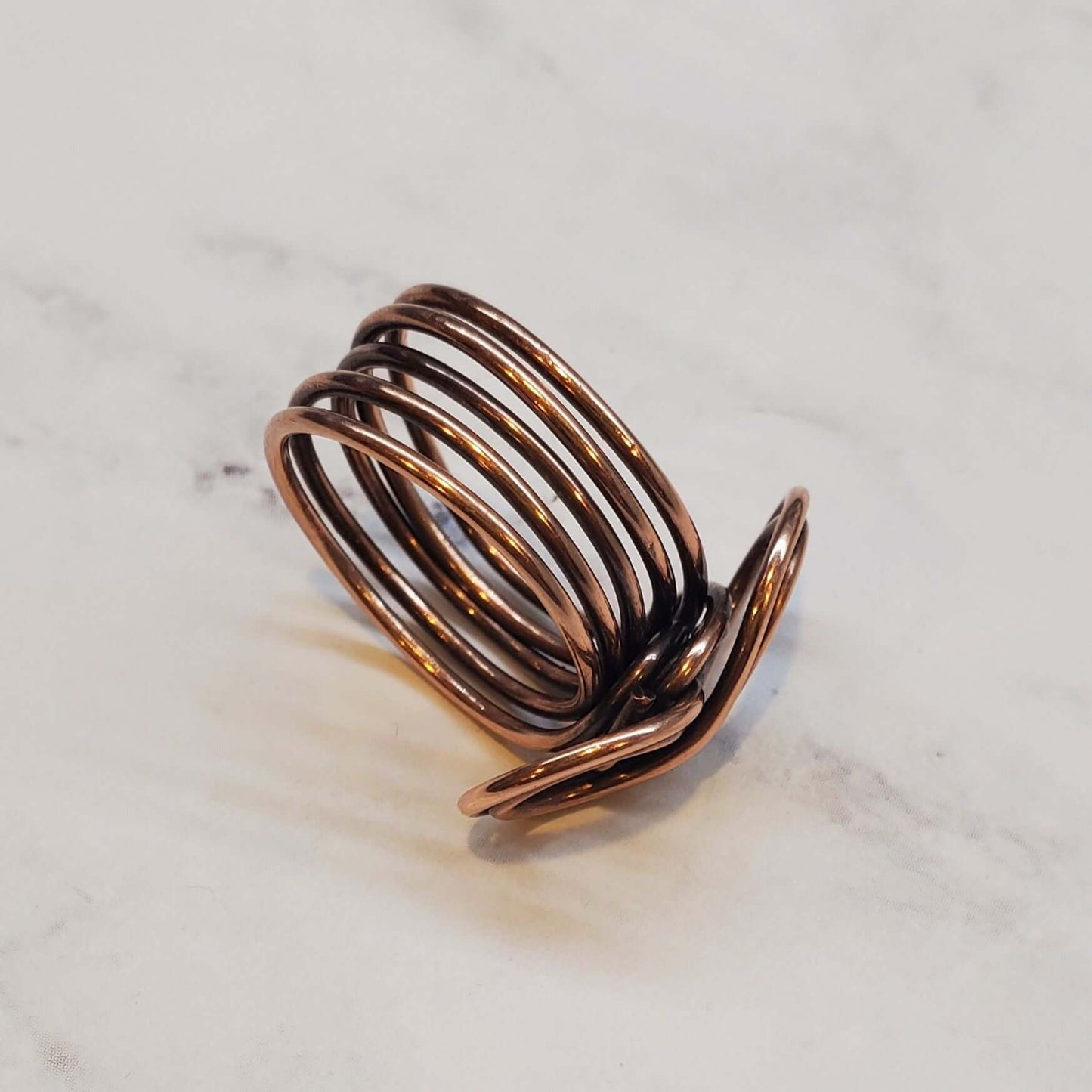 Handmade Copper Sculpted Double Infinity Eternity Ring