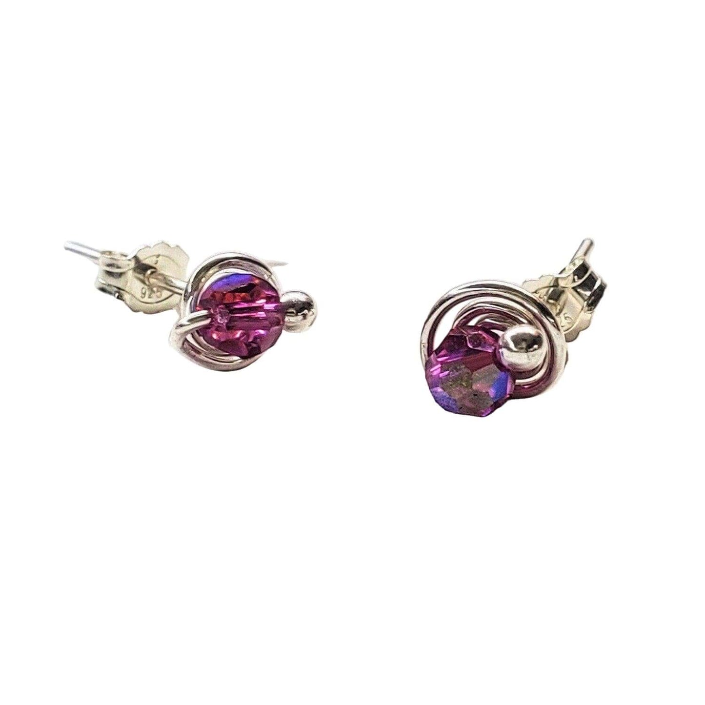 4mm Handmade Silver Crystal Spiral Ear Studs