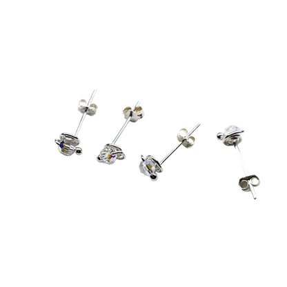 4mm Handmade Silver Crystal Spiral Ear Studs