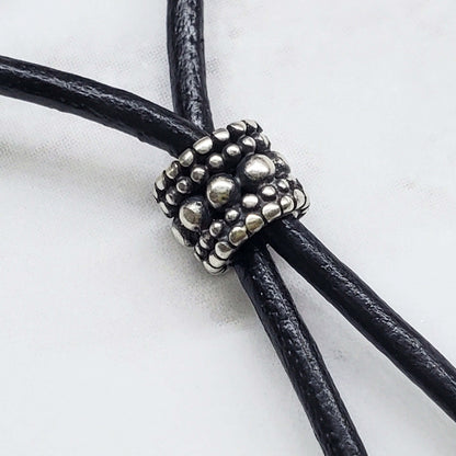 Handmade Black Leather Colored Ceramic Talking Turtle Bolo Necklace