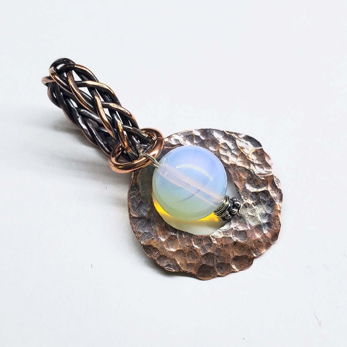 Handmade Copper Wire Braided Bail Gemstone Necklace
