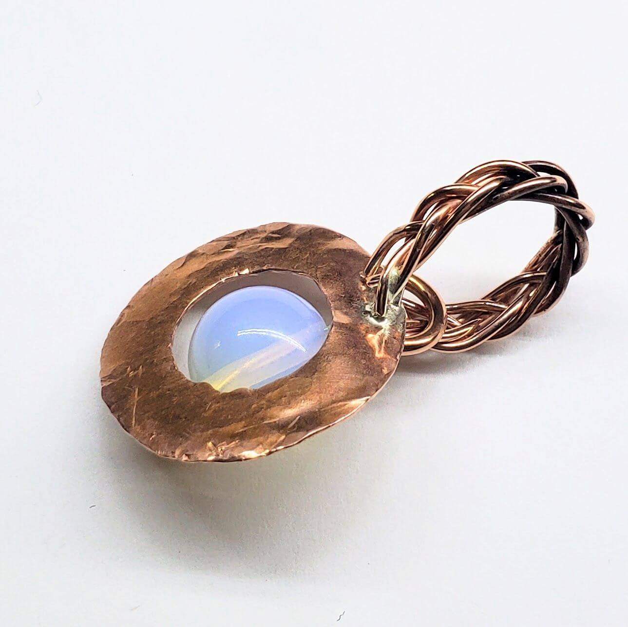 Handmade Copper Wire Braided Bail Gemstone Necklace