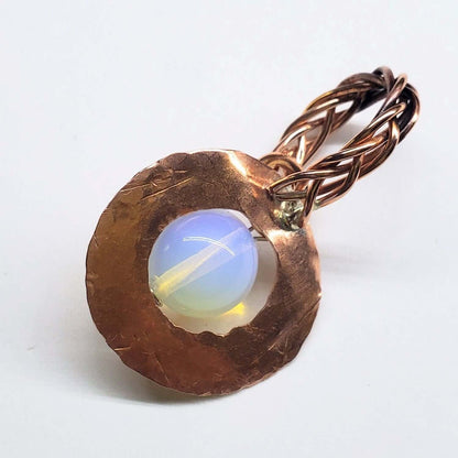 Handmade Copper Wire Braided Bail Gemstone Necklace