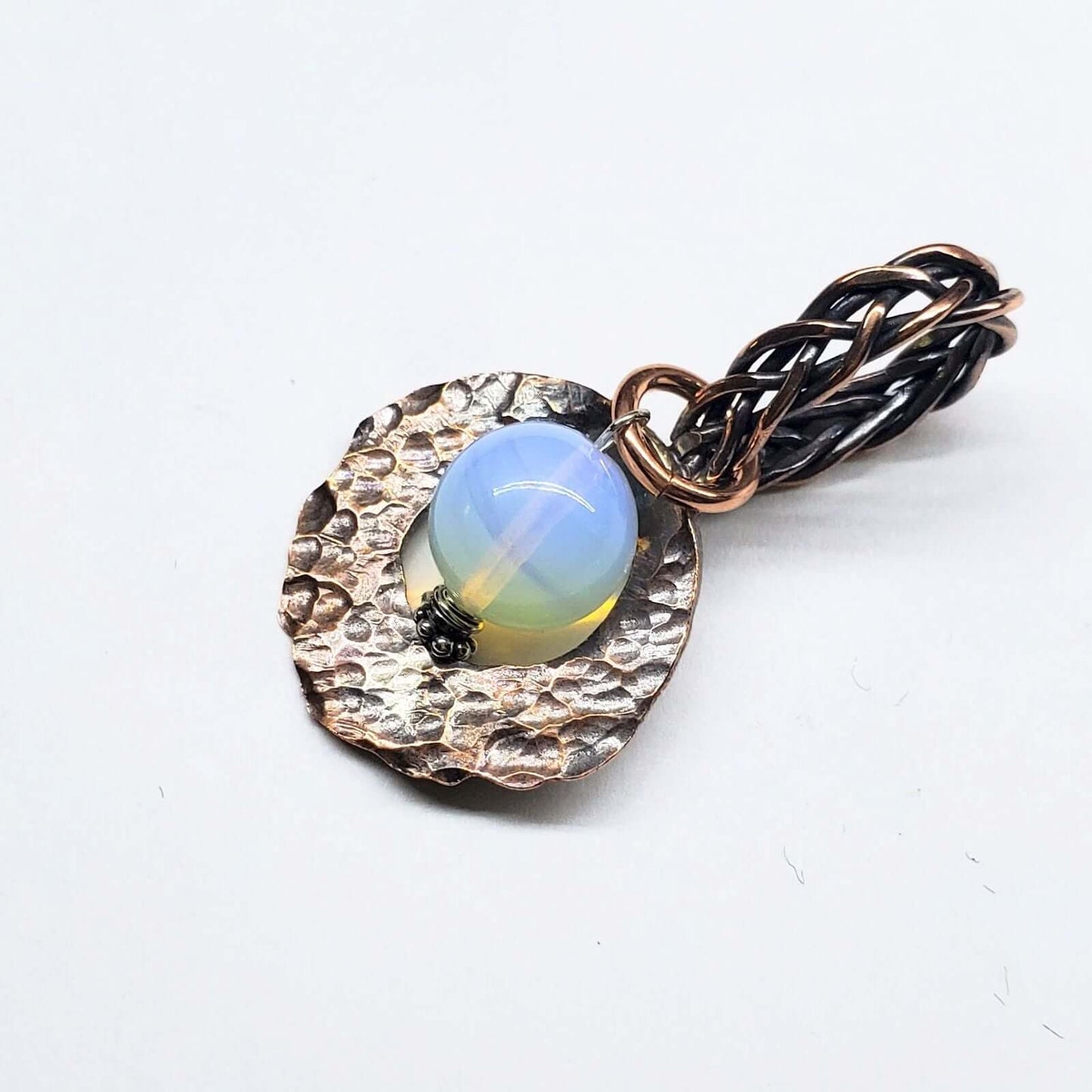 Handmade Copper Wire Braided Bail Gemstone Necklace