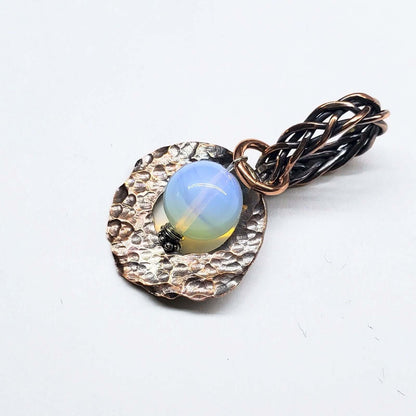 Handmade Copper Wire Braided Bail Gemstone Necklace