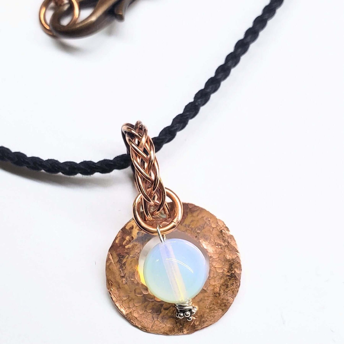 Handmade Copper Wire Braided Bail Gemstone Necklace