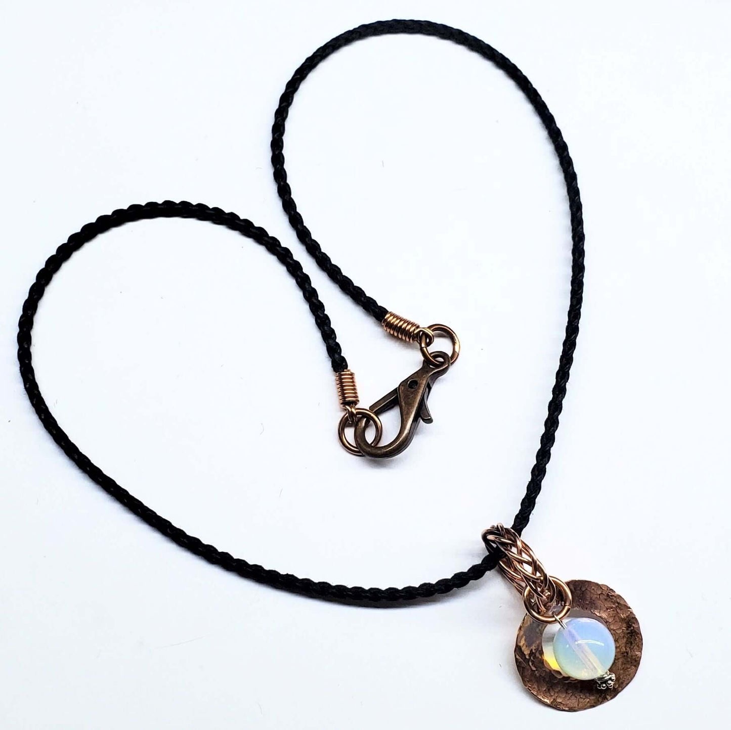 Handmade Copper Wire Braided Bail Gemstone Necklace