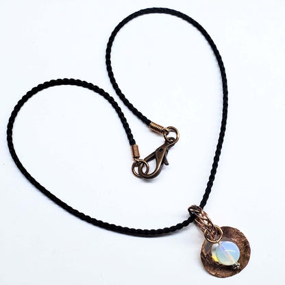 Handmade Copper Wire Braided Bail Gemstone Necklace