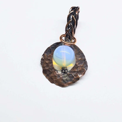 Handmade Copper Wire Braided Bail Gemstone Necklace