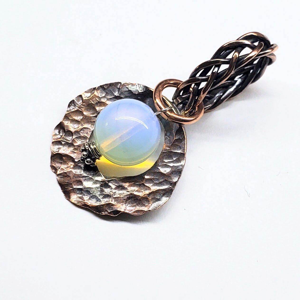 Handmade Copper Wire Braided Bail Gemstone Necklace