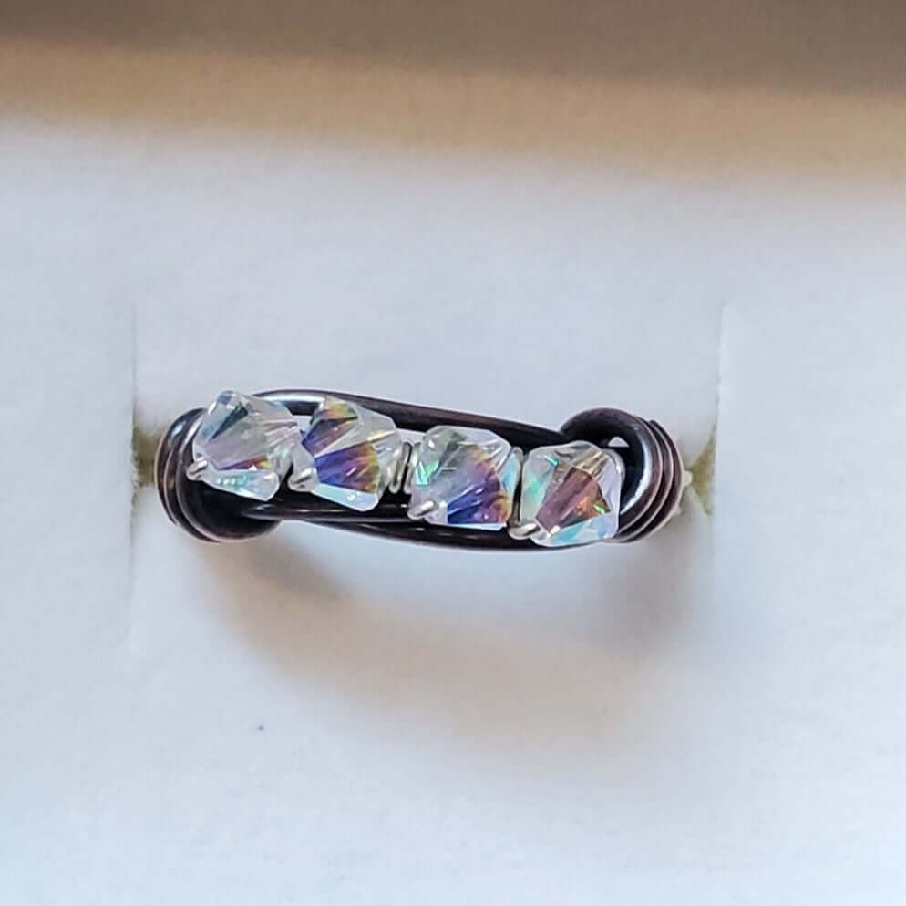 Handmade Copper Multi Wire Wrapped Super Sparkly Bling Ring