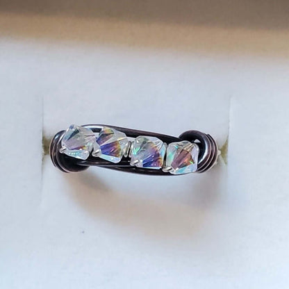 Handmade Copper Multi Wire Wrapped Super Sparkly Bling Ring