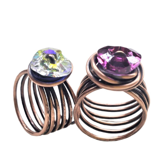 Handmade Copper Wire Wrapped Crystal Heart Glam Ring by Alexa Martha