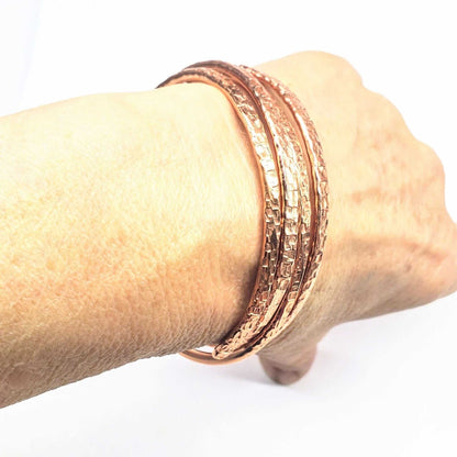 Copper Full Overlap Inter Locking Bangle Set