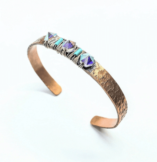 Handmade Copper Turquoise Crystal Spike Cuff