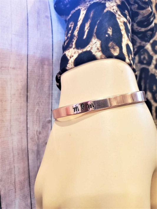 Handmade MOM Stamped Copper Cuff