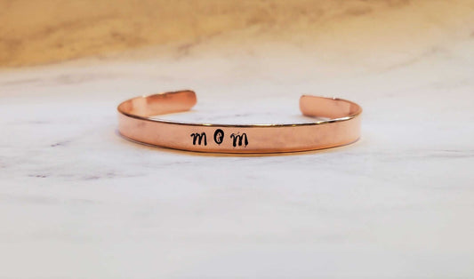Handmade MOM Stamped Copper Cuff