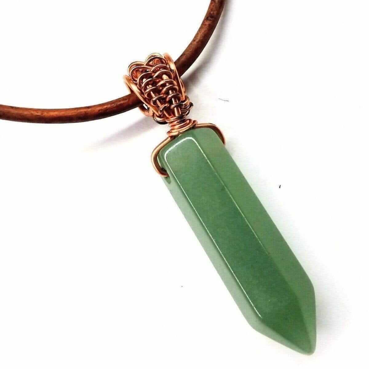 Handmade Rustic Wire Wrapped Gemstone Leather Necklace