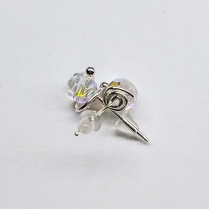 Handmade 6mm Silver Spiral Crystal Stud Earrings