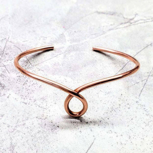 Handmade Sculpted Copper Teardrop Bangle