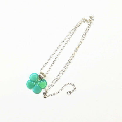 Mint Green Beaded Clover Necklace
