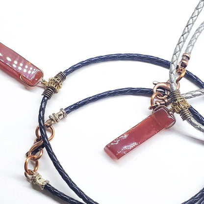 Handmade Wire Wrapped Rustic Raw Red Agate Bolo Necklace