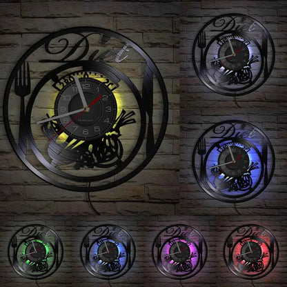 The Kitchen The Heart Of The Home Inspired Vinyl Record Clock Modern Design Vinyl Wall Watch Kitchen Decor Noiseless Timepieces