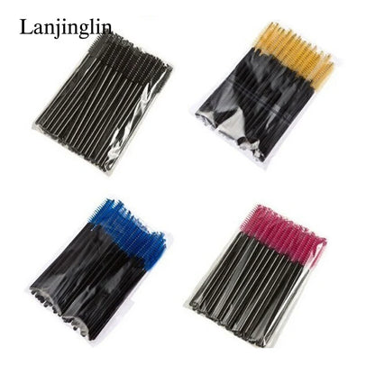 Lanjinglin 5/50pcs Eyelash Brush Crystal Eyelash Soft Eye Lashes Extension Mascara Wands Makeup Professional Makeup Tool