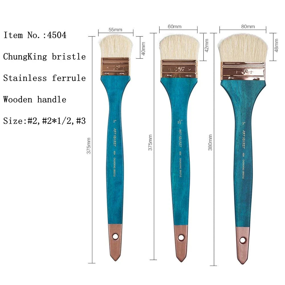 ArtSecret Paint-Brush Bristle Blue Handle Stainless Ferrule Scrubbing Art Painting Tool For Professional Painter 4504
