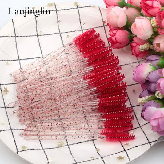 Lanjinglin 5/50pcs Eyelash Brush Crystal Eyelash Soft Eye Lashes Extension Mascara Wands Makeup Professional Makeup Tool