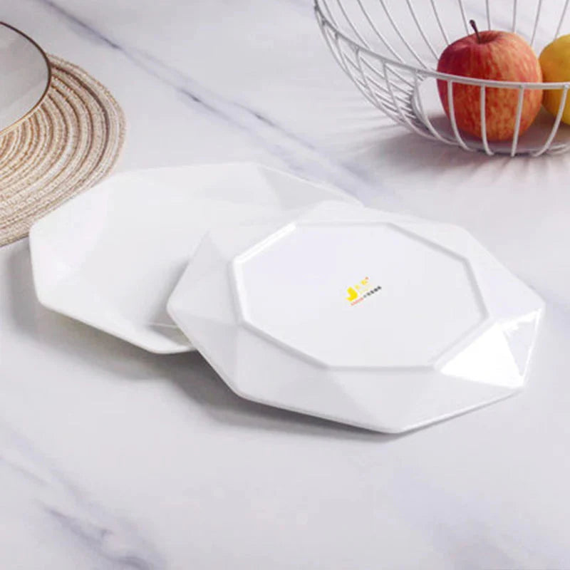 Phnom Penh Creative Octagonal Steak Flat Plate Light Luxury Bone China Tableware Western Dinner Plate Household Dinner Plates