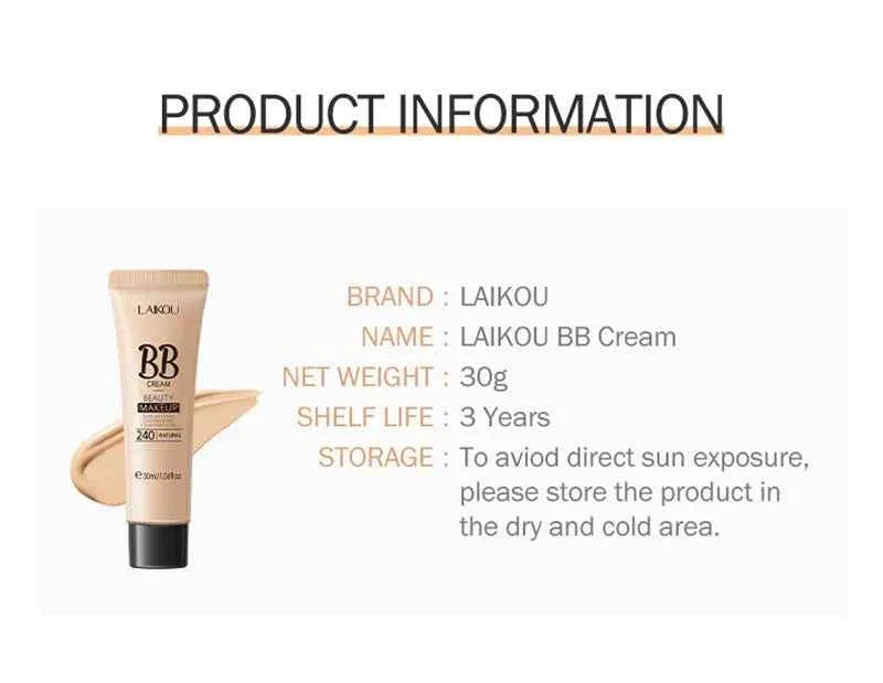 BB Cream Base Makeup Long Lasting Waterproof Brighten Skin Tone Cover Blemishes 30ml Concealer Foundation Liquid Face Makeup