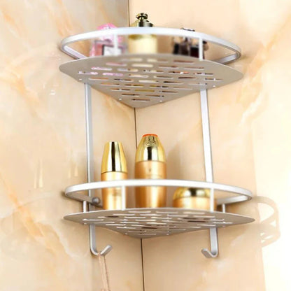 Bathroom Shelf Screws Fixed Durable Aluminum 2 Tiers Shower Shelf Kitchen Storage Holder Shampoo Soap Cosmetic Organizer Shelf
