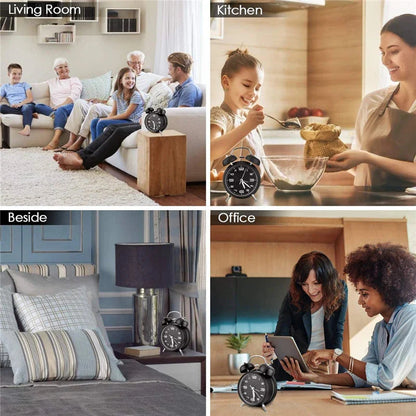 4 Inch Twin Bell Loud Alarm Clock Metal Frame 3D Dial with Backlight Battery Operate Desk Table Alarm Clock For Home and Office
