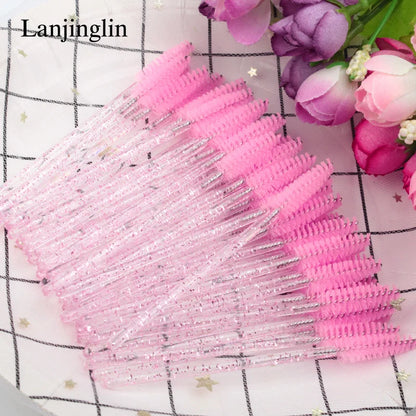 Lanjinglin 5/50pcs Eyelash Brush Crystal Eyelash Soft Eye Lashes Extension Mascara Wands Makeup Professional Makeup Tool