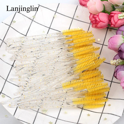 Lanjinglin 5/50pcs Eyelash Brush Crystal Eyelash Soft Eye Lashes Extension Mascara Wands Makeup Professional Makeup Tool