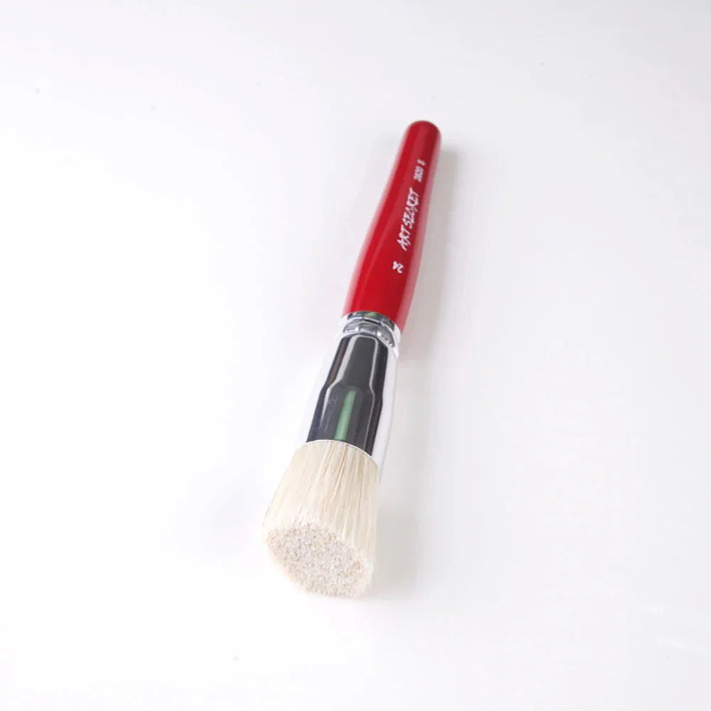 Artsecret Paint Stencil Art Supplies Artist Brush No.2820S Chungking Bristle Hair Short Red Wooden Handle Aluminum Ferrule