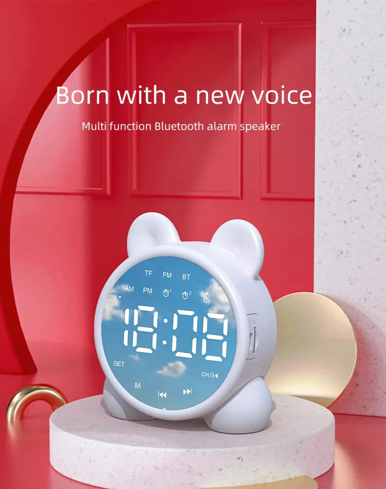 Bluetooth Mirror Table Clock Kids Alarm Clock Cute Cat Digital Alarm Clock For Kids Bedside Clock Children'S Sleep Led Clocks
