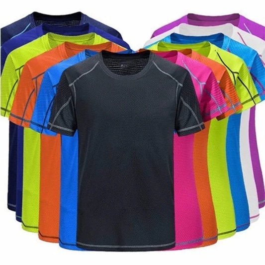 Mens Mesh Short Sleeve Lightweight T-Shirts,Bulk Crew Tees for Guys, Mixed Bright Colors Bulk Pack,Moisture Wicking,10 colors