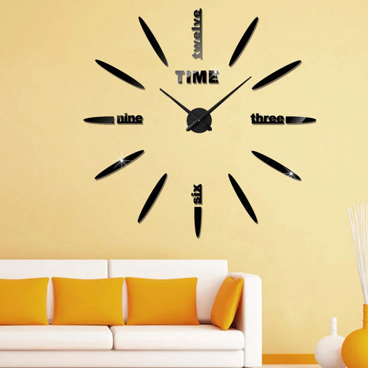 3D Wall Clock Modern Design DIY Acrylic Mirror Sticker Quartz Needle Big Europe Horloge Home Decoration Living Room Watch Clocks
