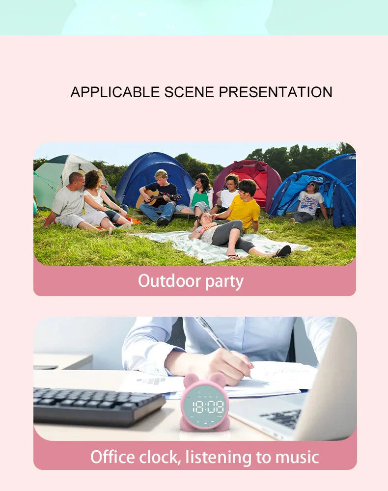 Bluetooth Mirror Table Clock Kids Alarm Clock Cute Cat Digital Alarm Clock For Kids Bedside Clock Children'S Sleep Led Clocks