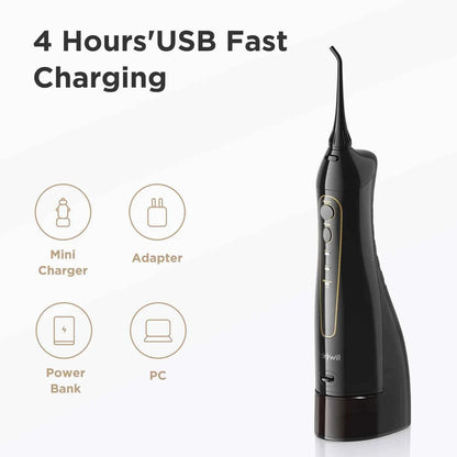 Fairywill Portable Dental Water Flosser - 300ML USB Rechargeable Oral Irrigator with 7 Jet Tips